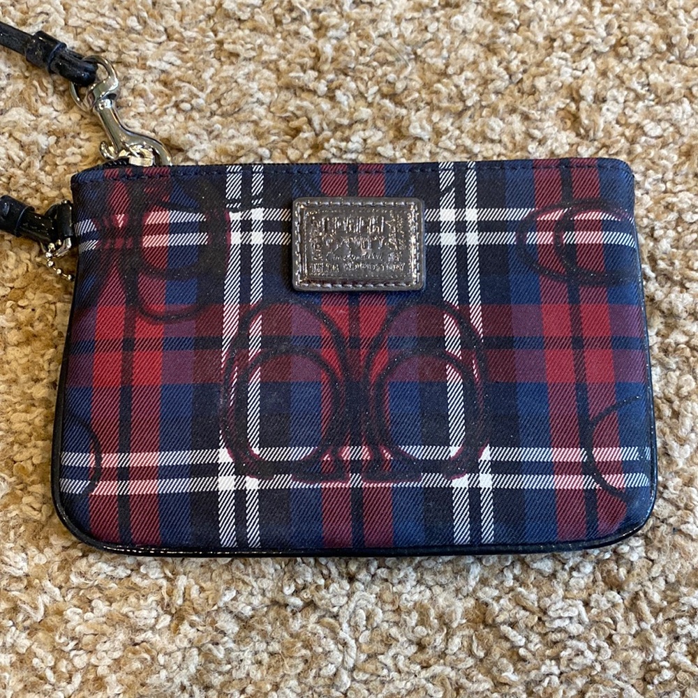 COACH Poppy plaid signature wristlet